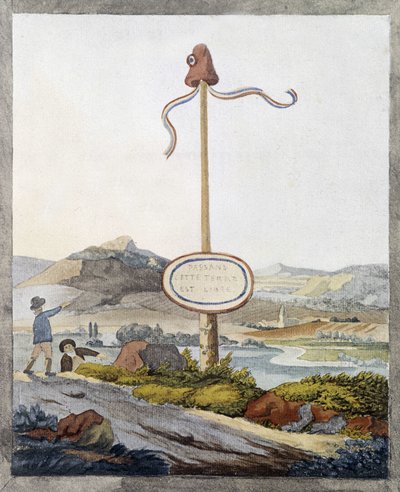 Egy francia határ az 1789-es forradalom idején: „Utasok, ez a föld szabad” alkotó: French School