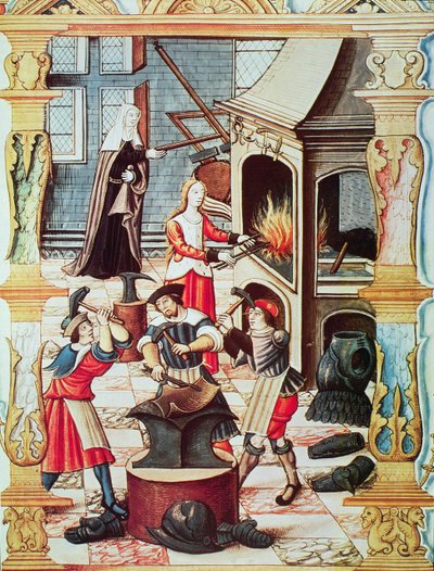 századi francia kovácsműhely, a „Chants royaux sur la Conception Couronnee du Puy de Rouen” miniatúrájának másolata (színes litó) alkotó: French School