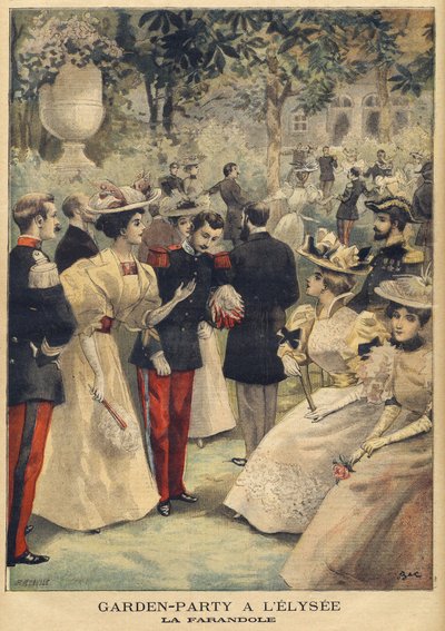 Kerti parti az Elysee-ben (La Farandole) – Meaulle, Fortune Louis (1844-1901) illusztrációja a „Le Petit Journal”-ból, 1895. július 21. (metszet) alkotó: French School