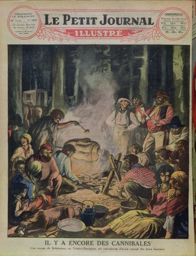 Kannibalista cigányok csoportja Csehszlovákiában, a Le Petit Journalból, 1927 alkotó: French School