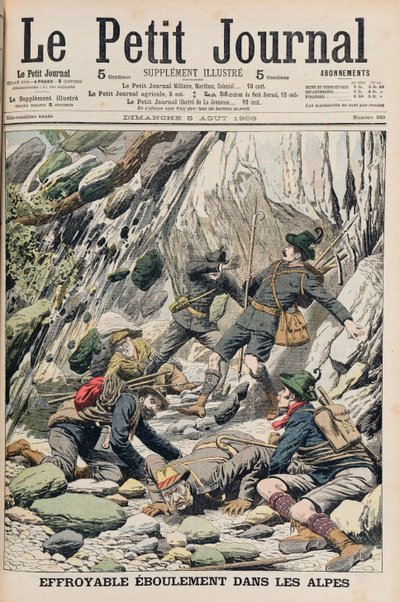 Egy szörnyű sziklaomlás Tirolban, illusztráció a „Le Petit Journal”-ból, 1906. augusztus 5. alkotó: French School