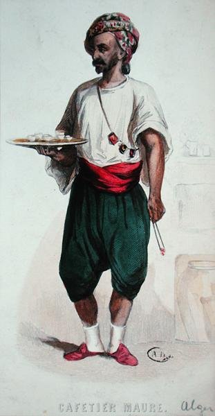 Egy mór kávészolga Algírban (színes metszet) alkotó: French School