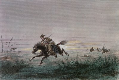 Az American Pony Express egyik postásán amerikai őslakosok támadtak alkotó: French School
