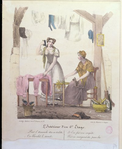 Egy szoba a hatodik emeleten, metszett Montoux és Cheyere, 1830 alkotó: French School