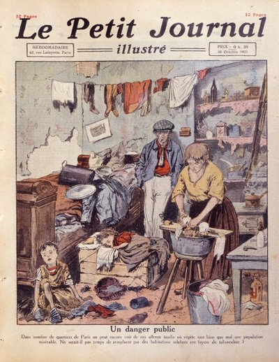 Egy párizsi nyomornegyed, illusztráció a Le Petit Journalból, 1921. október 30 alkotó: French School