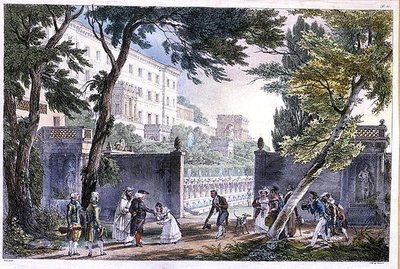 Villa Rómában, gazember metszete, 1820 körül (színes litó) alkotó: French School