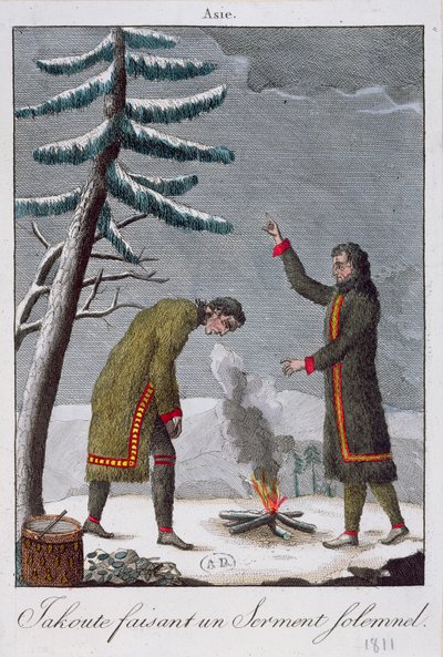 Egy jakut férfi ünnepélyes esküt tesz, 1811 alkotó: French School