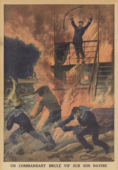 Egy kapitány élve égett a hajóján (színes litó) alkotó: French School