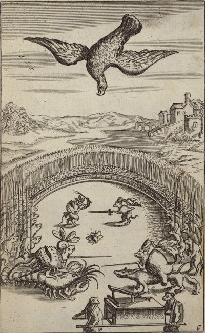 Gyermekkönyv-illusztráció állatokkal és madarakkal alkotó: French School