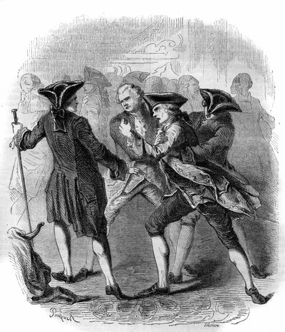 A „Gluckisták” és a „Piccinisták”” összecsapása, amely Christoph Willibald Gluck és Niccolo Vito Piccinni zeneszerzők versengését illusztrálja. Metszet 1856-ból. alkotó: French School