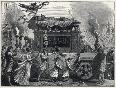 Voltaire holttestét szállító funebre tank (Francois Marie Arouet alkotó: French School