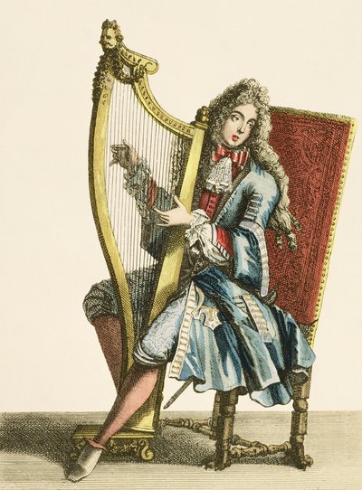 Egy úriember hárfán játszik alkotó: French School