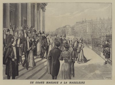 Nagyszerű esküvő a párizsi La Madeleine templomban (litho) alkotó: French School