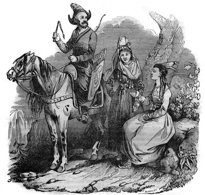 Egy csoport kirgiz (kirgiz) kozák népviseletben. „A festői boltban” 1835 alkotó: French School