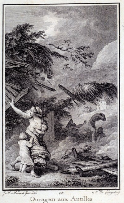 Egy hurrikán Nyugat-Indiában. Chartres 1780-as metszete, Szépművészeti Múzeum alkotó: French School