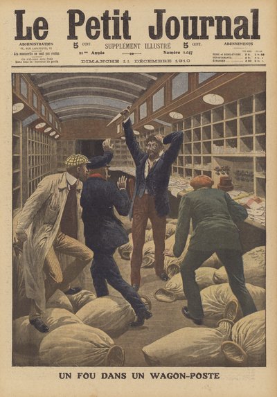 Egy őrült postakocsiban egy Párizsba érkező vonaton (színes litó) alkotó: French School