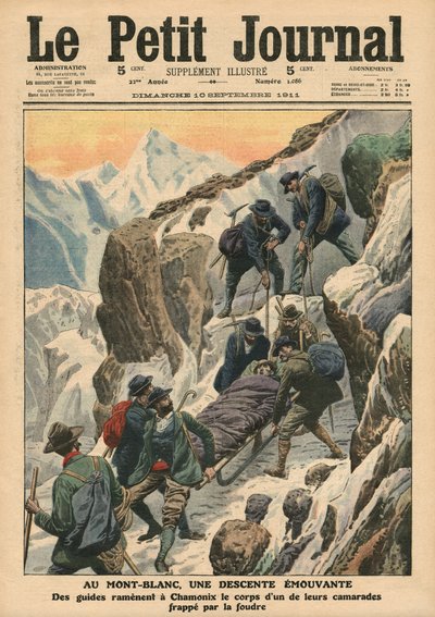 Mozgó ereszkedés a Mont Blanc-on, illusztráció a 