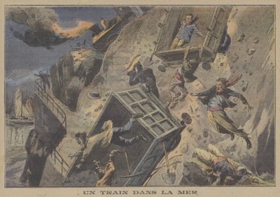 Egy vonat a tengerbe zuhan (színes litó) alkotó: French School