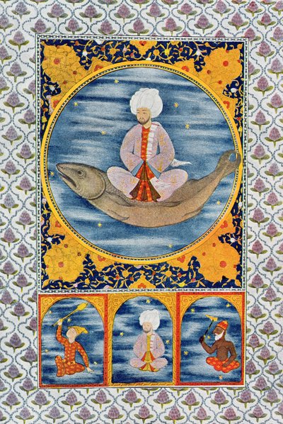 A tenger Abdallah, illusztráció az Arab éjszakákból, 1895 (színes metszet) alkotó: French School