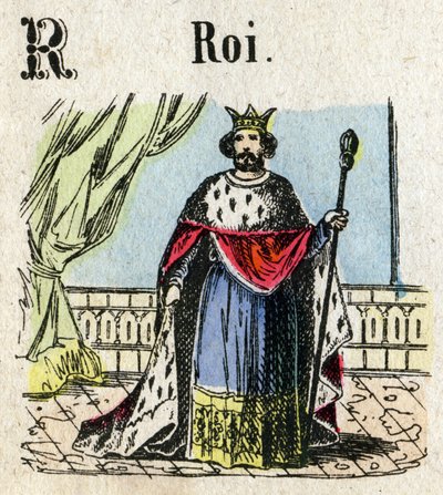 Abecedary. R betű mint király. Kis enciklopédikus ábécé, népszerű sorozat. Epinális képalkotás, 19. század vége alkotó: French School