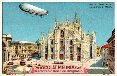 A Piazza del Duomo felett, Milánó (chromolitho) alkotó: French School