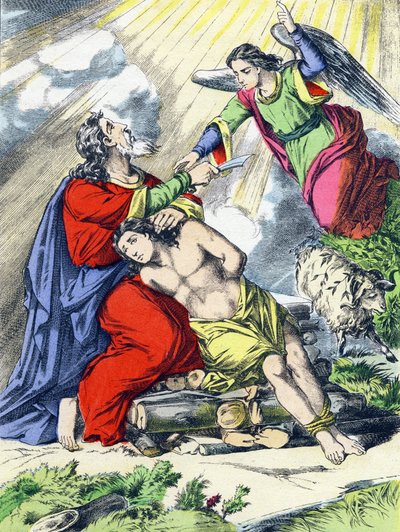 Ábrahám áldozata. Metszet "A szent történelem fő tényei". Epinal Imaging, 4. sorozat. Pellerin and Cie, nyomda-kiadó, Epinal. 19. század vége. Mérete: 5,5x3,5 cm alkotó: French School