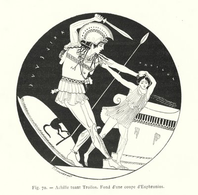 Akhilleusz megöli Troilust (litho) alkotó: French School