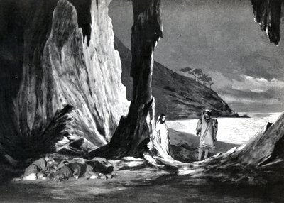 II. felvonás, Debussy Pelleas et Melisande 3. jelenete, a párizsi Opera-Comique opera 1902. áprilisi első előadásának fényképéről, illusztráció a Theater magazinban, 1902. június (l) alkotó: French School