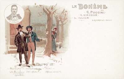 Harmadik felvonás, La Boheme (színes litó) alkotó: French School