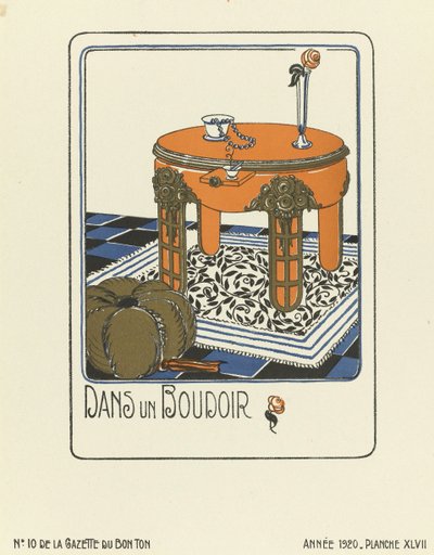 Reklám a "Dans un Boudoir", kiadó, 1920 (stencilnyomat) alkotó: French School