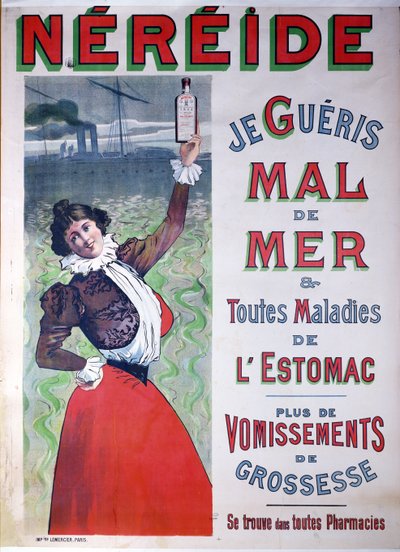 A Nereide tengeribetegség elleni gyógyszer reklámja, 1900 körül alkotó: French School