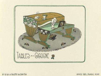 A "Tables - Gigogne" reklámja, kiadó 1920 (sablonnyomat) alkotó: French School