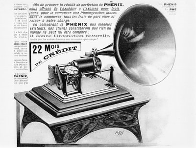 Reklám a fonográfhoz, 1905 körül alkotó: French School