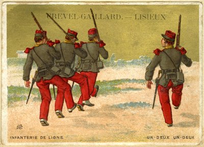 Grevel-Gaillard, Lisieux, online gyalogság hirdetési kromolitográfiája, egy kettő, egy kettő (kromolitográfia) alkotó: French School