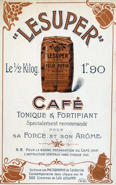 Reklám kávé Lesuper, 20. század alkotó: French School
