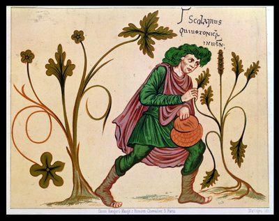 Aesculapius felfedezi a betóniát, Antonius Musa (Kr. e. 63-14) kéziratának fakszimile (az eredetit lásd a 235101-ben) alkotó: French School