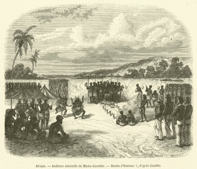 Afrika, Muata-Cazembe ünnepi közönsége (metszet) alkotó: French School