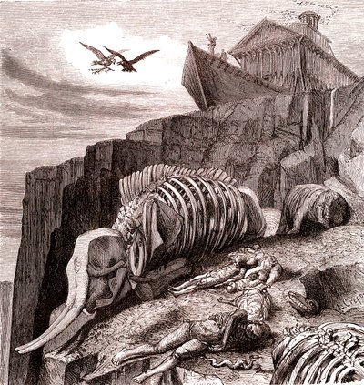 After the flood ( Bible ). 1866 (engraving) alkotó: French School