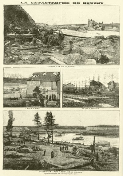 A Bouzey-i árvízi katasztrófa következményei, Franciaország (metszet) alkotó: French School