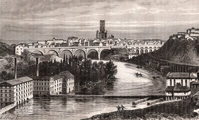 Albi - Languedoc-Roussillon-Midi-Pyrenee - V. A. Malt-Brown „La France illustrée: földrajz, történelem, statisztikai igazgatás” című metszete. 1884 alkotó: French School
