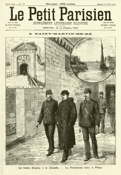 Alfred Dreyfus a francia Saint-Martin-de-Re börtönben (metszet) alkotó: French School