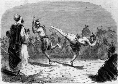 Algériai szokás: arab tánc. Rigo úr rajza, Ameler úr zászlóaljvezető vázlata alapján. Metszet a „” Le Monde Illustré”” 86. számában, 1858. december 11. alkotó: French School