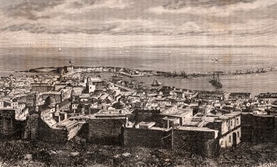 Algiers - Algiers - Algerie - metszet a „La France illustree: geographia, történelem, közigazgatási statisztika”-ban, V.A. Maláta-barna. 1884 alkotó: French School