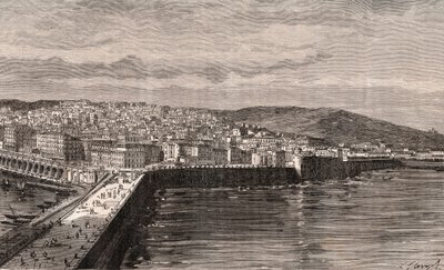 Algiers - Algiers - Algerie - metszet a „La France illustree: geographia, történelem, közigazgatási statisztika”-ban, V.A. Maláta-barna. 1884 alkotó: French School