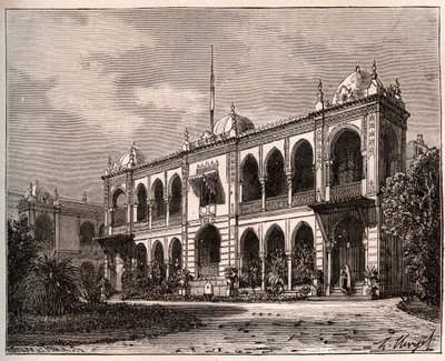 Algír – Kormányzói palota Mustapha-ban – V. A. Malt-Brown „La France illustrée: földrajz, történelem, statisztikai igazgatás” metszete. 1884 alkotó: French School