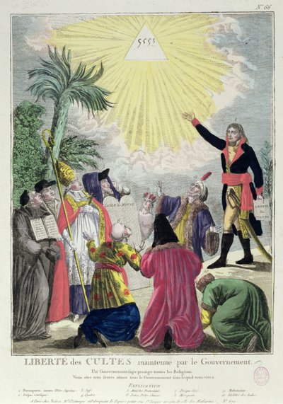A Bonaparte Napóleon (1769-1821) és VII. Pius pápa (1742-1823) közötti konkordátum allegóriája 1801 (lásd még: 175951) alkotó: French School