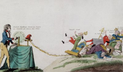 A francia forradalom allegóriája, amely a koronás rablók minden trónját elmozdítja alkotó: French School