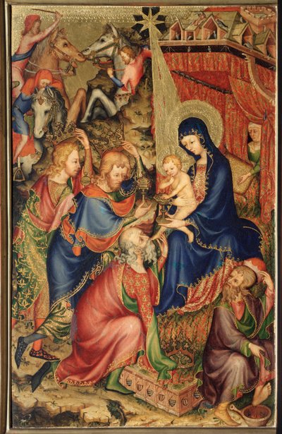 Altarolo del Bargello: Mágusok imádása - (Bargello diptichonja, Mágusok imádata) A 14. századi francia iskola névtelen festménye (francia iskola, XIV. század) Firenze, Museo Nazionale del Bargello alkotó: French School