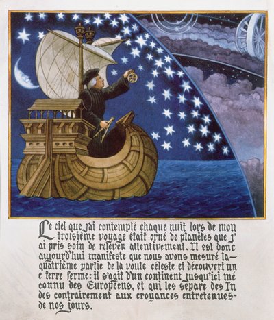 Amerigo Vespucci a csillagok között navigál 3. útján alkotó: French School