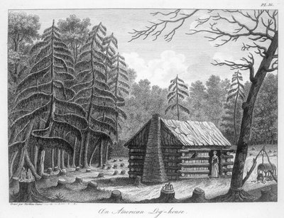 Egy amerikai rönkház, Tardieu metszete alkotó: French School